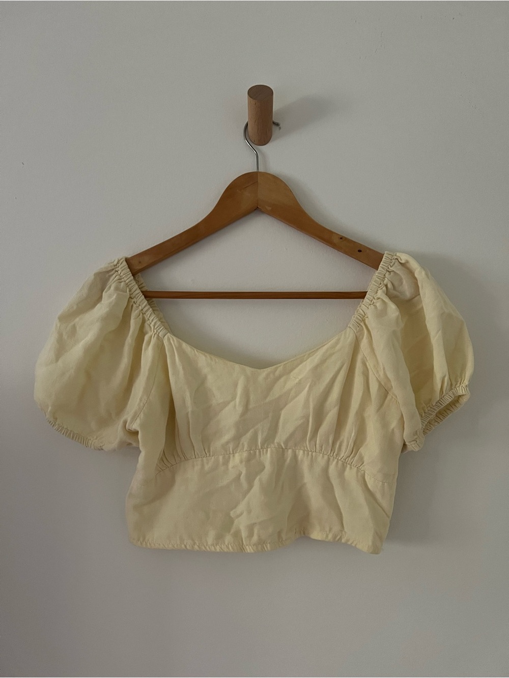 Puff-Sleeve Crop Top in Soft Cream - Women's